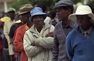Harare: Zimbabwe, elections, 2002. A queue at a rural election