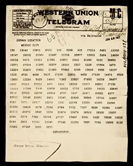 Zimmermann: Zimmermann Telegram, 1917