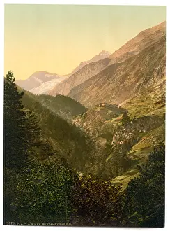 Valais: Zmutt Valley, glacier in background, Valais, Allps of, Switz