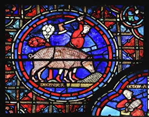 Fattening: Zodiac and labours of the months stained glass