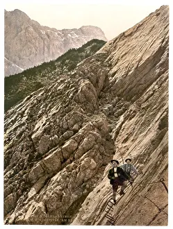 Zugspitze: Zugspitze, view showing side path, Upper Bavaria, Germany