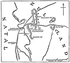 Isandlwana: The Zulu war. Sketch of the positions of the forces engaged