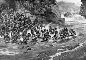 Swollen: The Zulu War. Zulus crossing a river