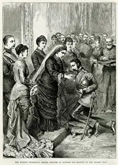 Chard: Zulu wars. Queen Victoria decorating officers engaged in the
