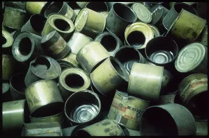 Morbid: Empty Zyklon B gas pellet containers Auschwitz